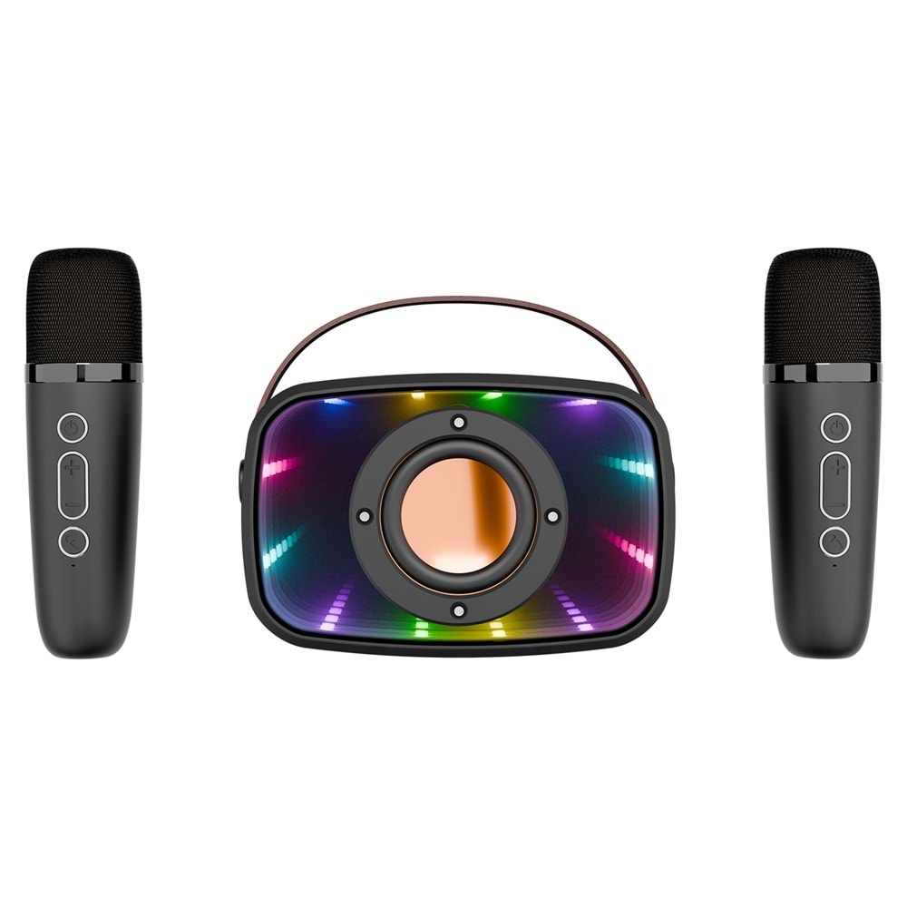 Mikado MD-57BT Endless 5W Siyah TF + USB + AUX + BT Destekli 2 Wireless Karaoke Mikrofon 1200mAh Taşınabilir Speaker