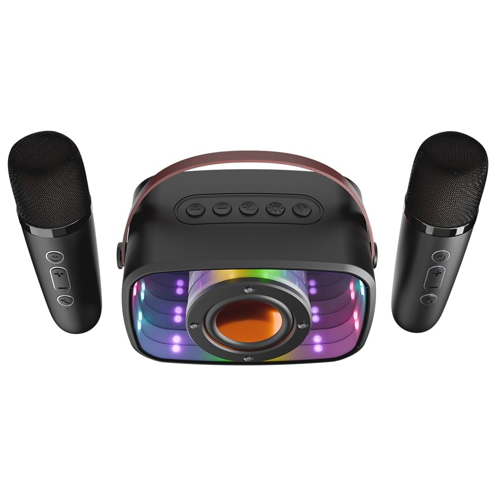 Mikado MD-57BT Endless 5W Siyah TF + USB + AUX + BT Destekli 2 Wireless Karaoke Mikrofon 1200mAh Taşınabilir Speaker