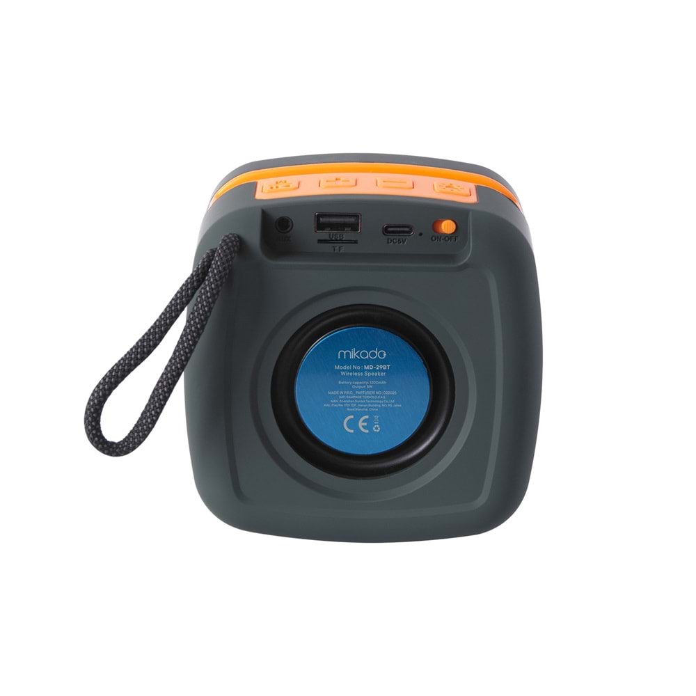 Mikado MD-29BT Anka 1200mAh 5W Siyah USB/BT/TF/TWS/AUX Taşınabilir Speaker