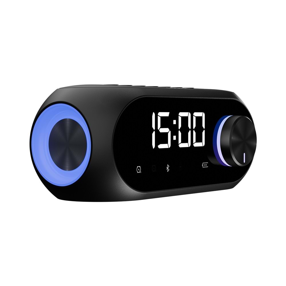 Asonic AS-W6 1200mAh 5W Siyah Bluetooth-Aux-Derece-Usb Double Alarmlı Saat Speaker