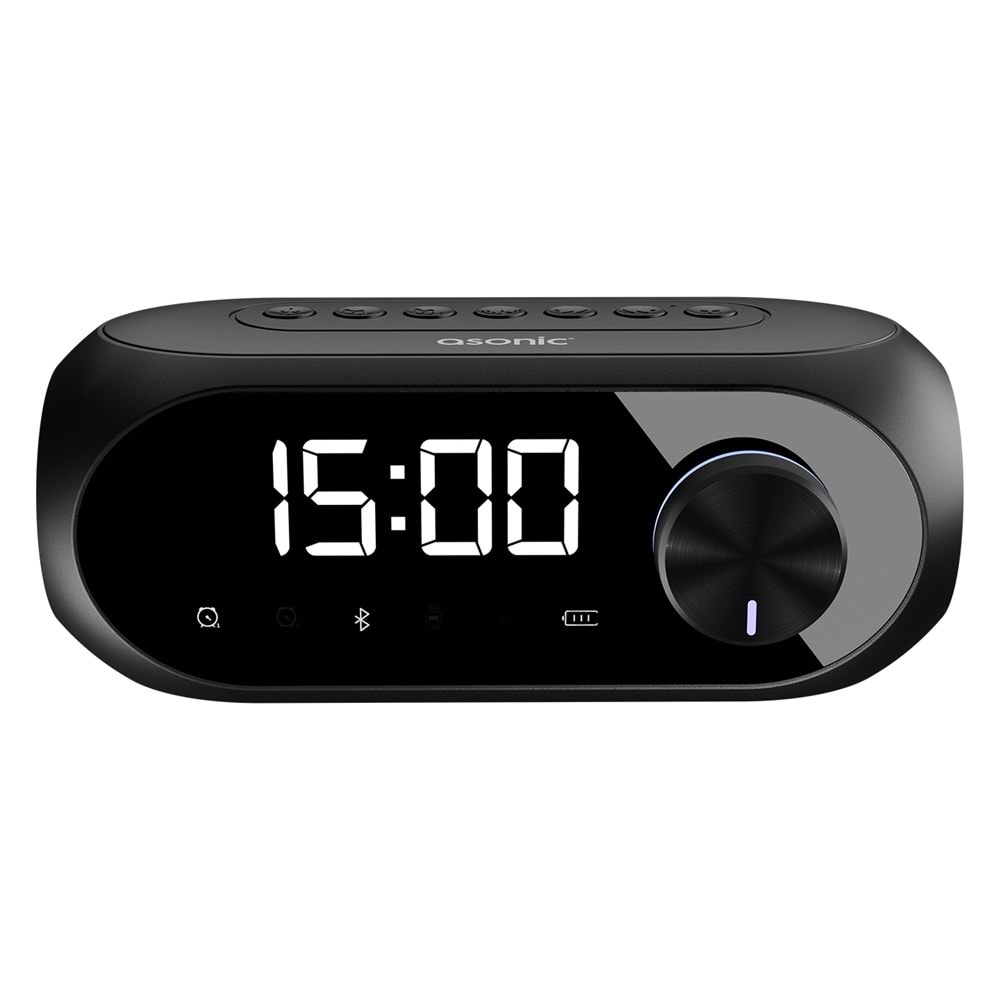 Asonic AS-W6 1200mAh 5W Siyah Bluetooth-Aux-Derece-Usb Double Alarmlı Saat Speaker