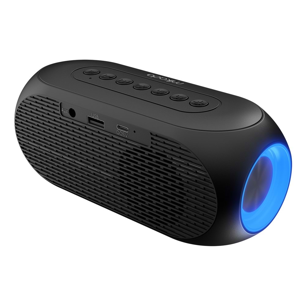 Mikado MD-W7 1200mAh 5W Beyaz/Siyah Bluetooth-Aux-Derece-Usb-FM Double Alarmlı Saat Speaker