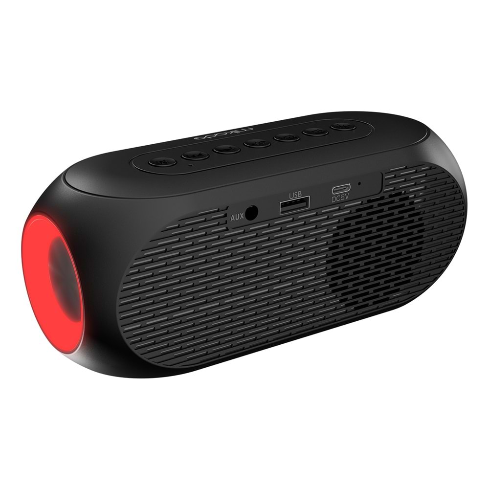Mikado MD-W7 1200mAh 5W Beyaz/Siyah Bluetooth-Aux-Derece-Usb-FM Double Alarmlı Saat Speaker
