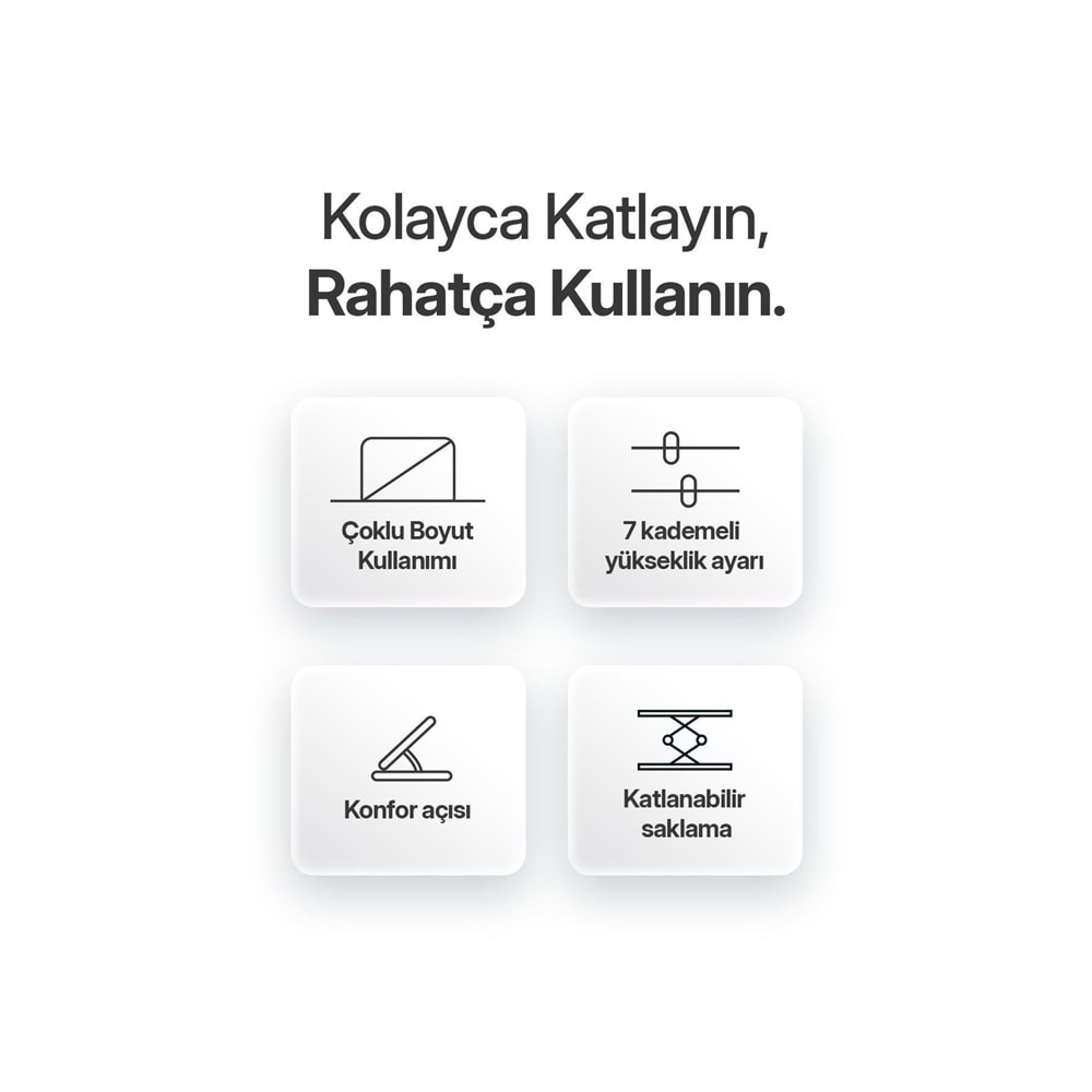 Powerway XR77 Alüminyum Ayarlı Katlanabilir Laptop Macbook Uyumlu Notebook Yükseltici Tutucu Stand