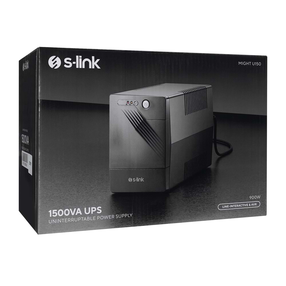 S-link MIGHT U150 1500VA 12V9Ah*2 900W Siyah Line-Interactive Kesintisiz UPS Güç Kaynağı