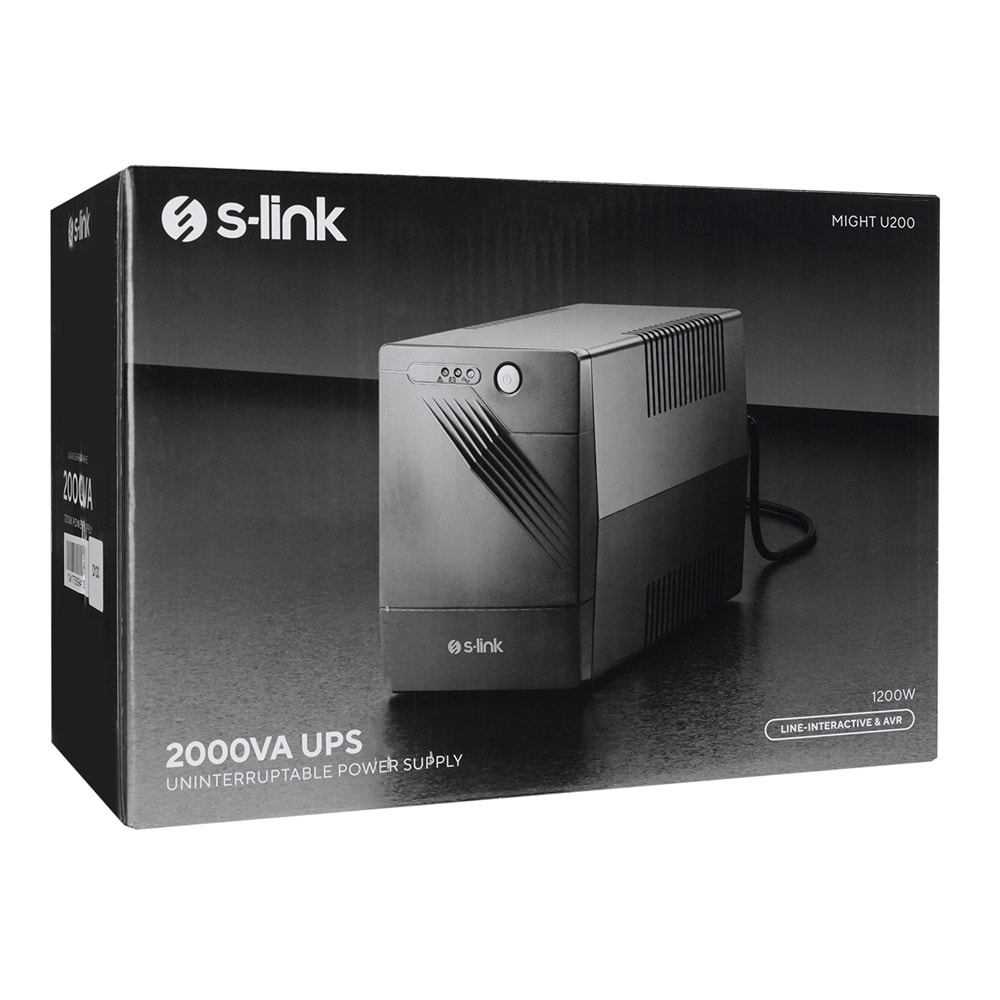 S-link MIGHT U200 2000VA 12V9Ah*2 1200W Siyah Line-Interactive Kesintisiz UPS Güç Kaynağı