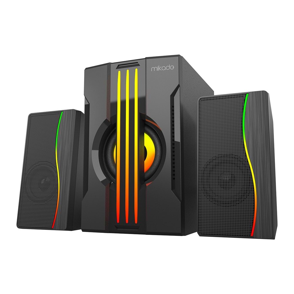 Mikado MD-254 2+1 25W(5w*2+15w) Usb+SD+Fm Bluetooth Destekli RGB Ses Sistemi