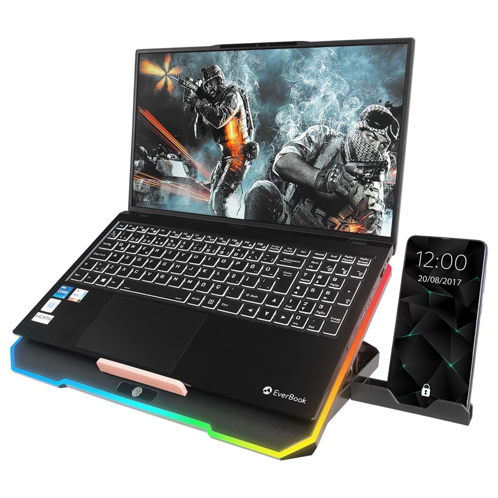 Rampage S48 FREEZ Siyah 10 Mode RGB 70*70*10MM*6 Adet Fan 9''-17'' Notebook Soğutucu Stand