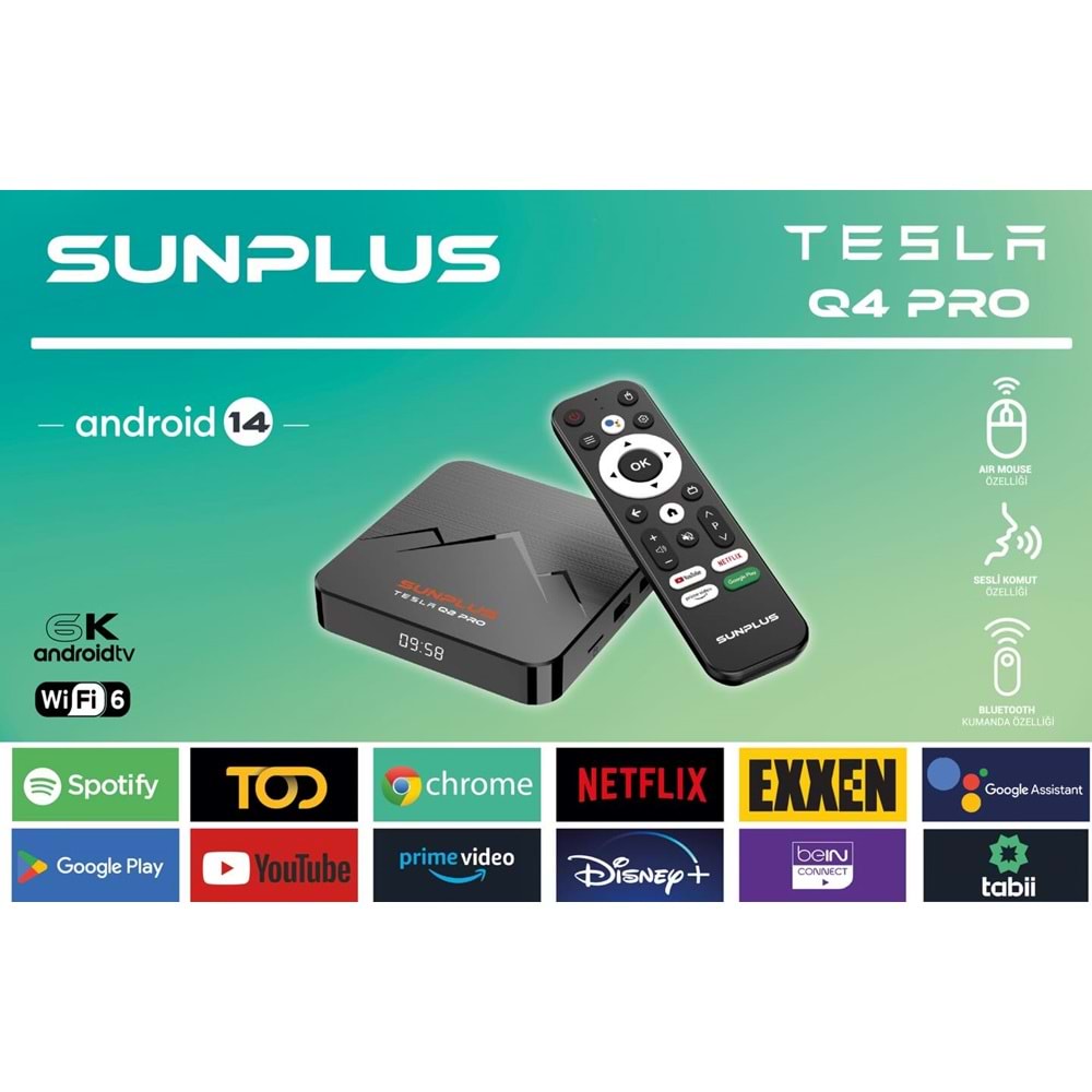 Sunplus TESLA Q4 PRO serıes cortex A53 Androıd DDR3 4GB 32GB TV Box