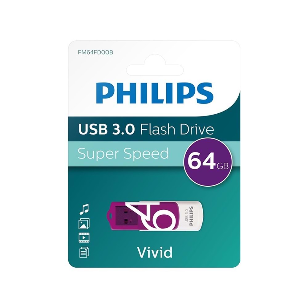 Philips FM64FD00B Vivid 64 GB USB 3.0 Flash Bellek