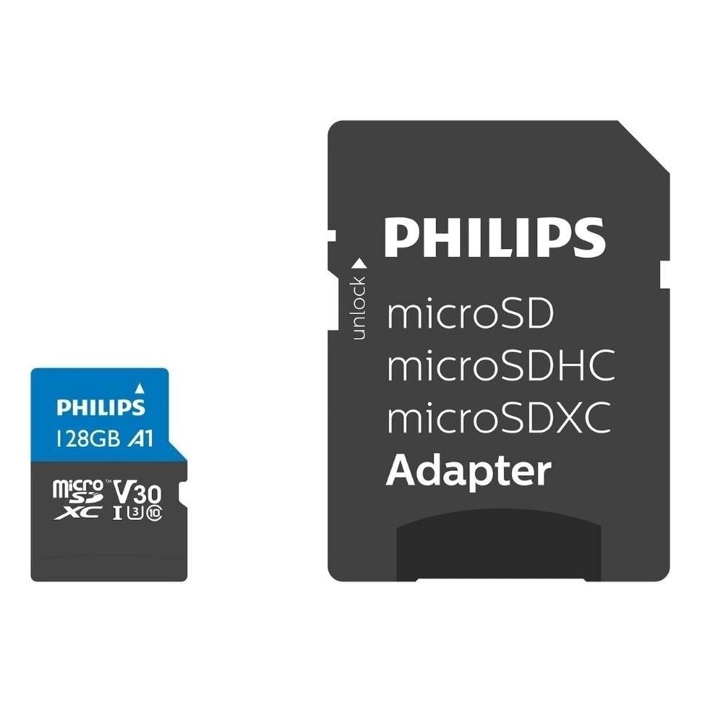 Philips Ultra Speed FM12MP45B Class 10 UHS-I U1 A1 V10 128 GB Micro SD Kart