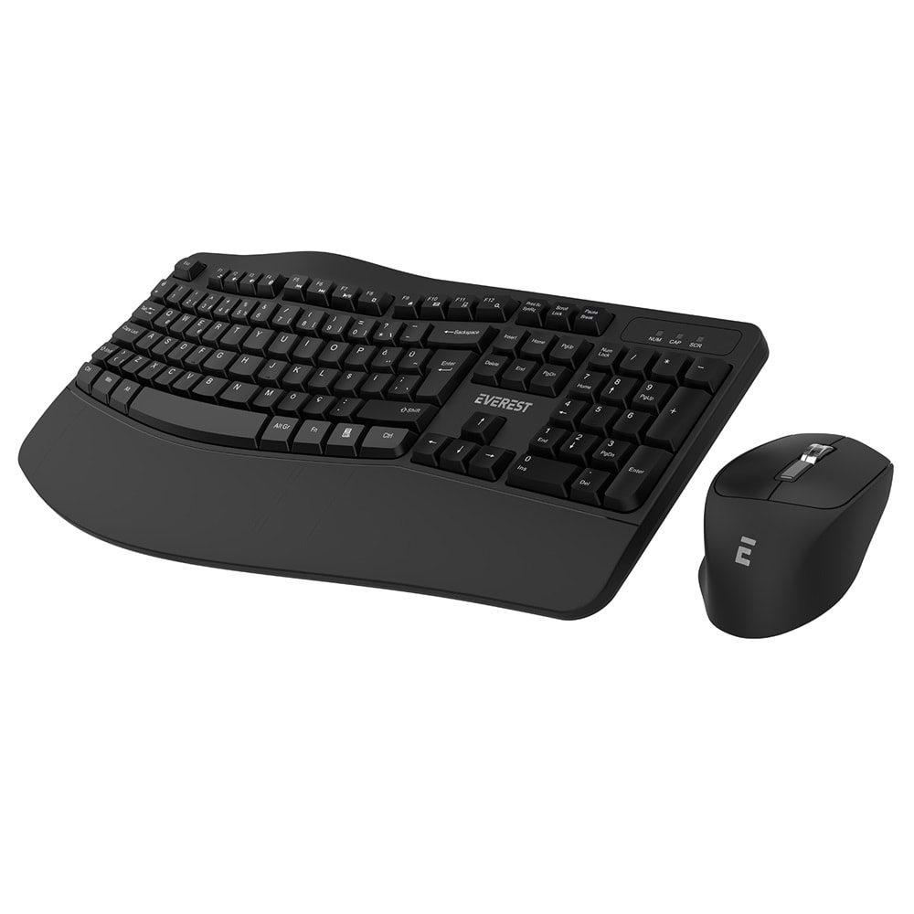 Everest KM-35 Comfy Siyah Kablosuz Ergonomik Q Multimedia Klavye + Mouse Set
