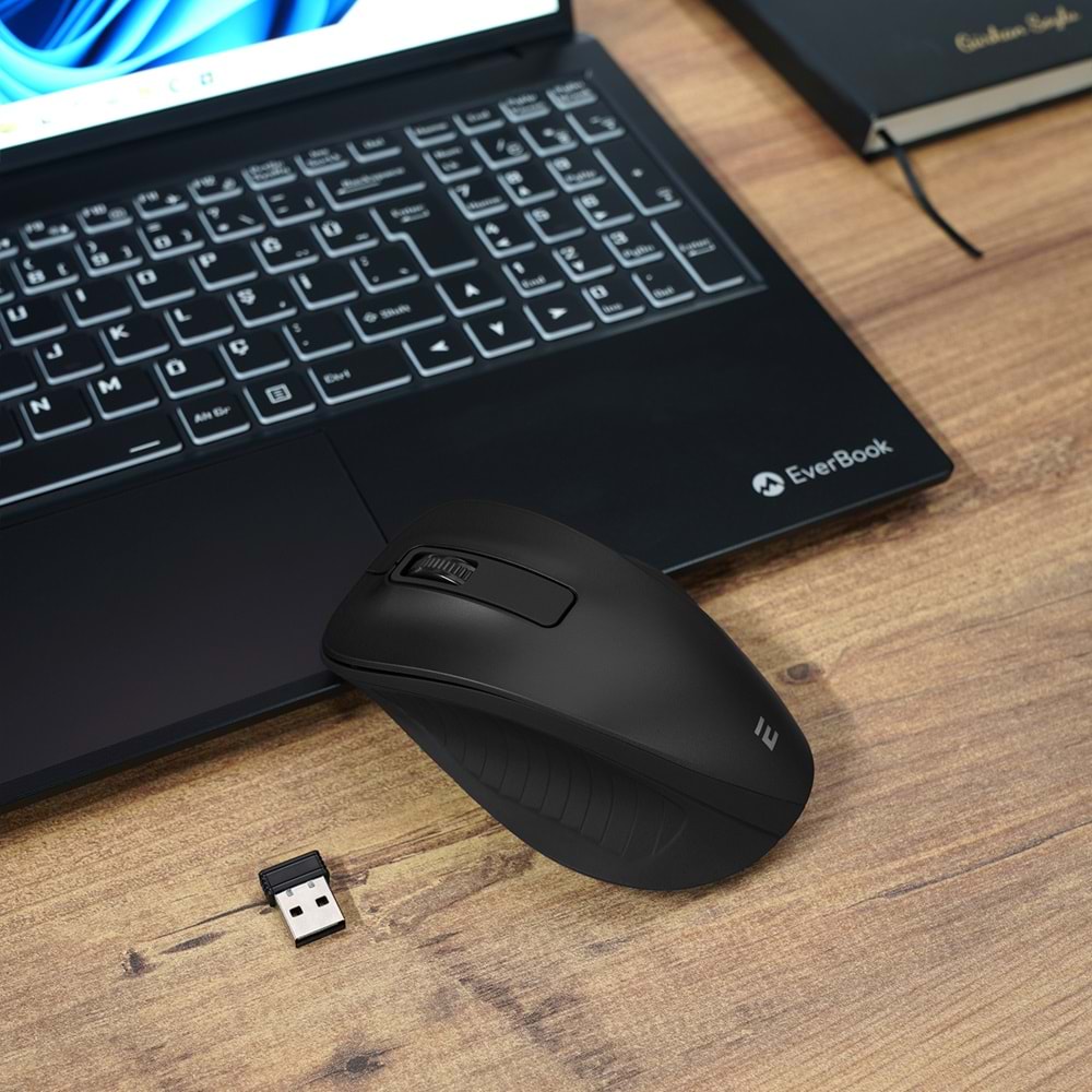 Everest SM-360 Usb Siyah 3D Optik Süper Sessiz Alkalin Pil Kablosuz Mouse