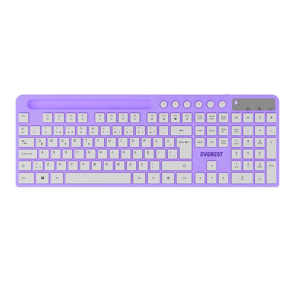 Everest KM-730 Mor/Beyaz Kablosuz Q Multimedia Klavye + Mouse Set