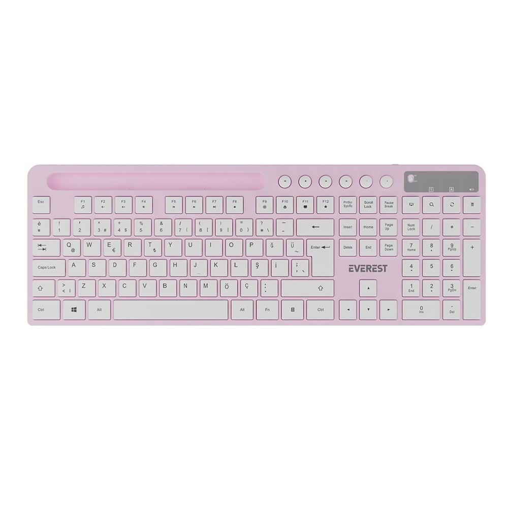 Everest KM-730 Pembe/Beyaz Kablosuz Q Multimedia Klavye + Mouse Set