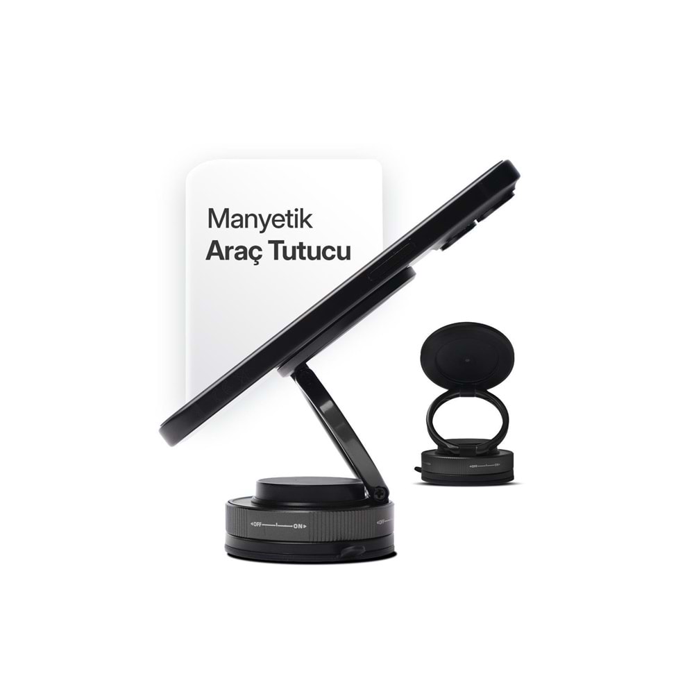 Powerway TT77 Yüksek Kaliteli Manyetik Araç İçi Telefon Tutucu Katlanabilir 360 Derece Açı