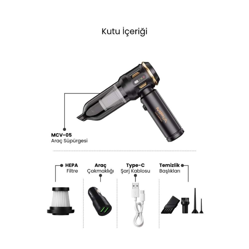 Mpıa MCV-05 Gold Edition 10 IN 1 Araç Süpürgesi