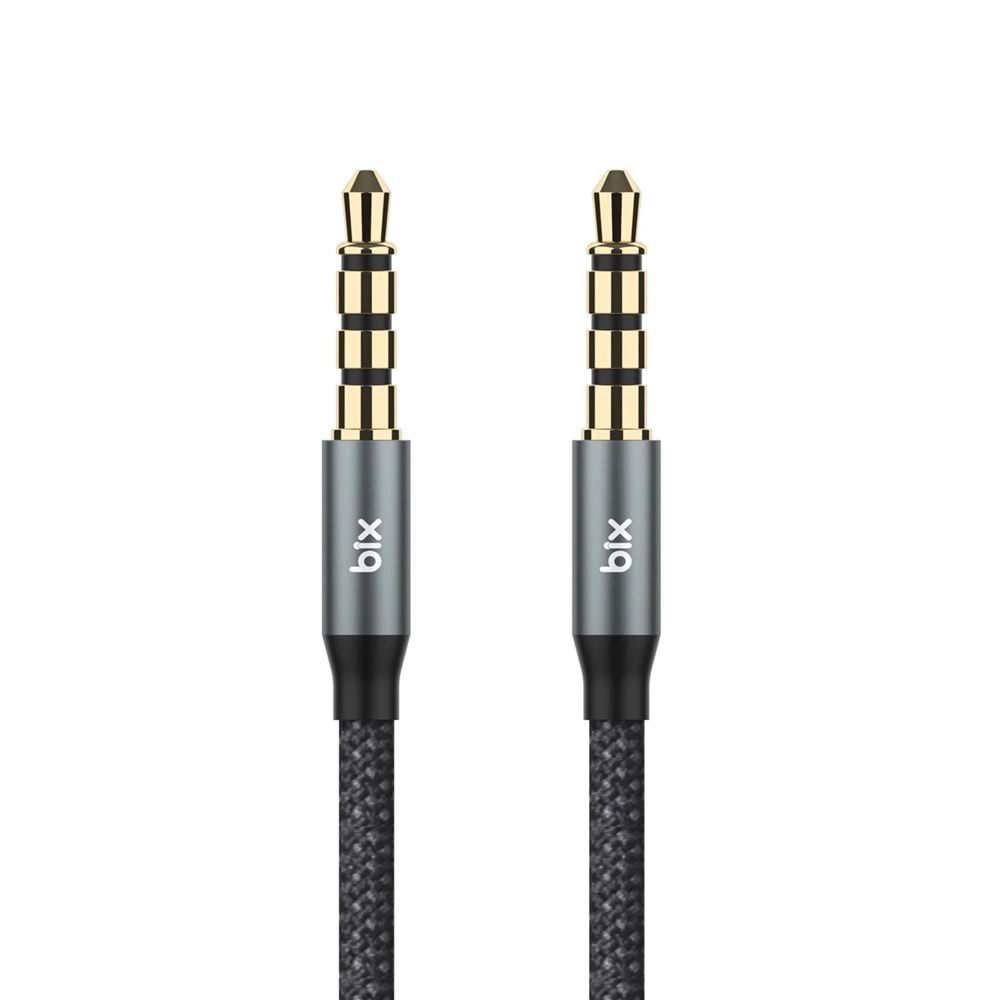 Bix BXAU3C Hi-Fi 3.5mm Erkek to Erkek Örgülü Aux Ses Kablosu 1 Metre