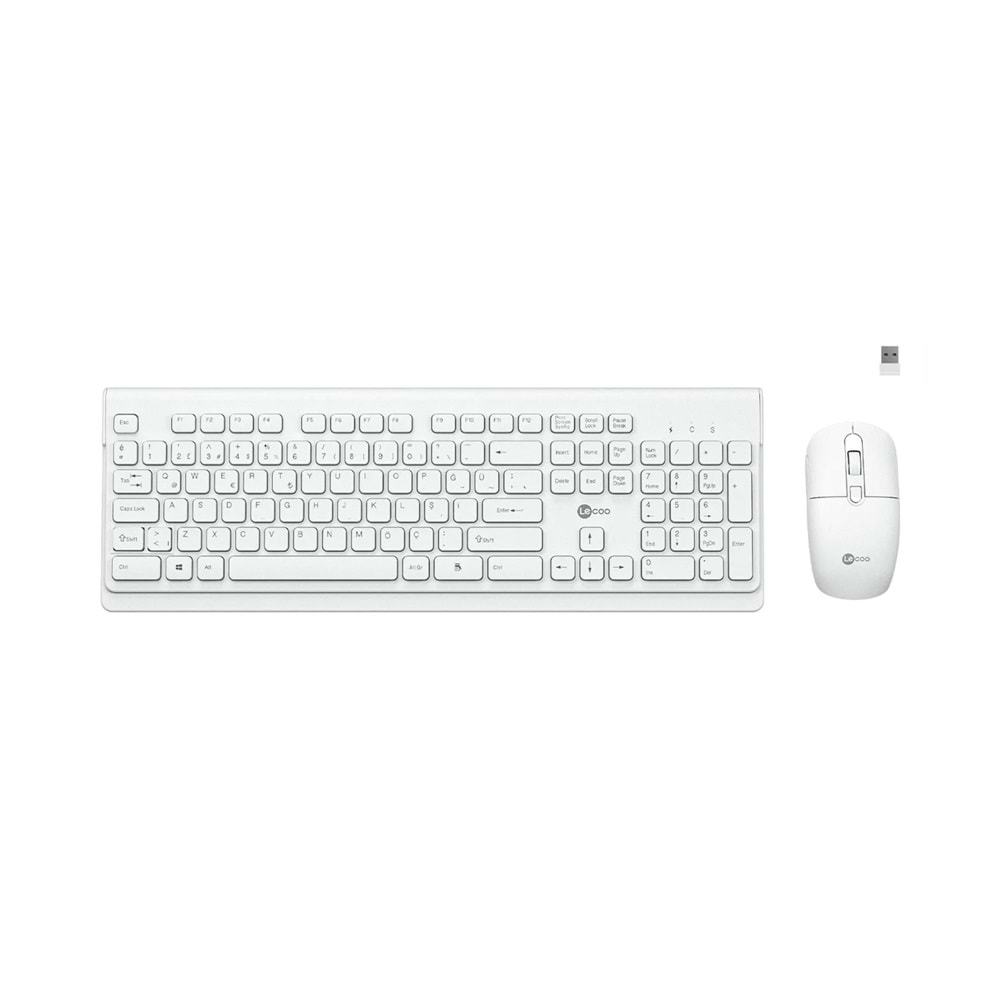 Lenovo Lecoo KW203 Kablosuz Türkçe Q Klavye & Mouse Set Beyaz