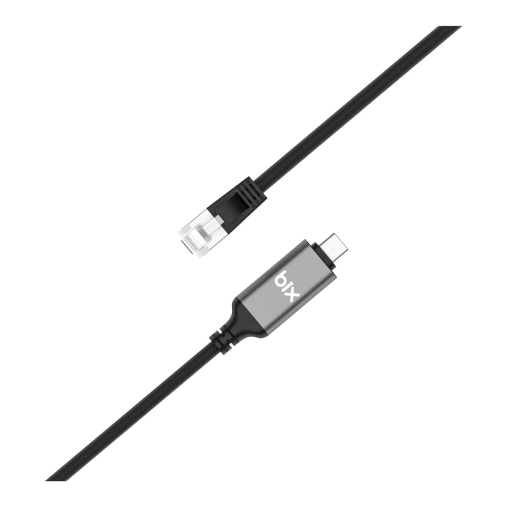 Bix C6C01 USB-C to RJ45 1000Mbps Gigabit Ethernet Dönüştürücü CAT6 Kablo 1 Metre Thunderbolt 3/4/5, Mac/Windows/iPad/Android Uyumlu