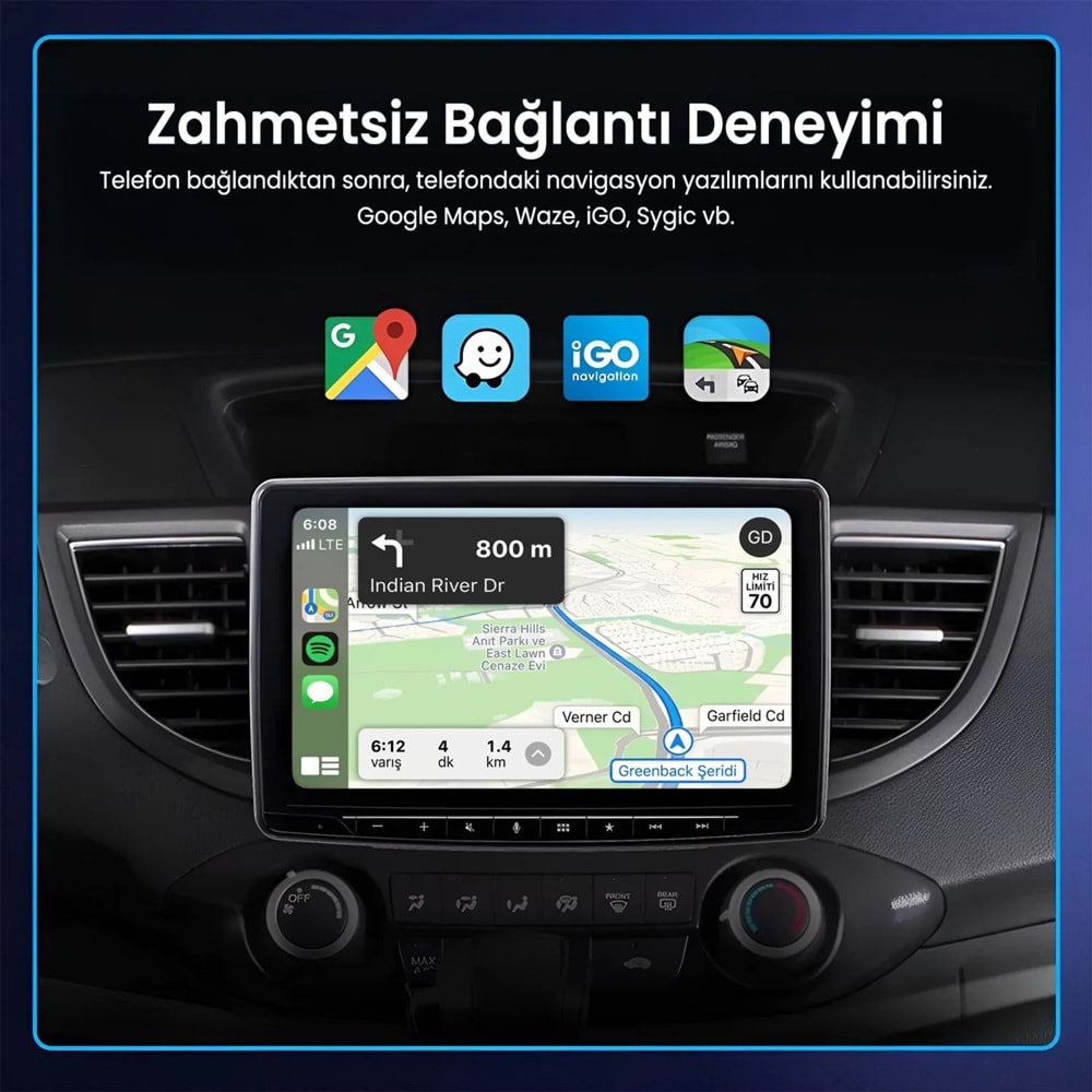 Bix CB02 2.4G/5G WiFi CarPlay Android Auto Kabloludan Kablosuza Çevirici USB-A USB-C Çift Uçlu Hibrit Adaptör