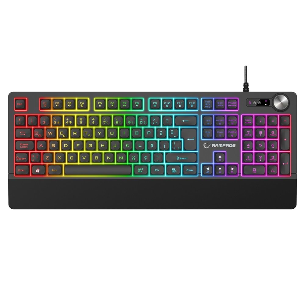 Rampage KM-9858 JAZZY V2 Siyah Usb RGB Aydınlatmalı Q 12800 DPI Mouse Gaming Oyuncu Klavye Mouse Set