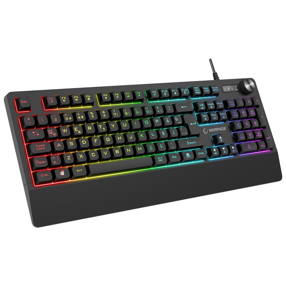 Rampage KM-9858 JAZZY V2 Siyah Usb RGB Aydınlatmalı Q 12800 DPI Mouse Gaming Oyuncu Klavye Mouse Set