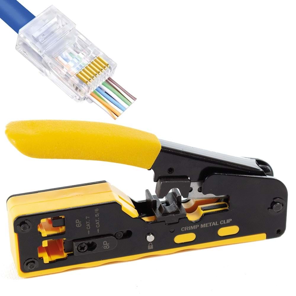 Taplin TK-812 Cat5/Cat6/CAT7 EZ-RJ45-RJ11 Konnektör Sıkma Pensesi