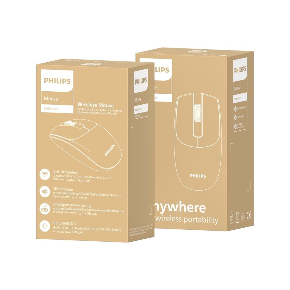 Philips SPK7398 Siyah Sessiz Optik Kablosuz Mouse