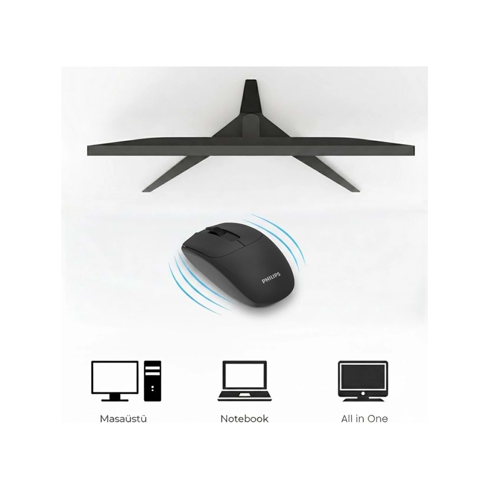 Philips SPK7398 Siyah Sessiz Optik Kablosuz Mouse