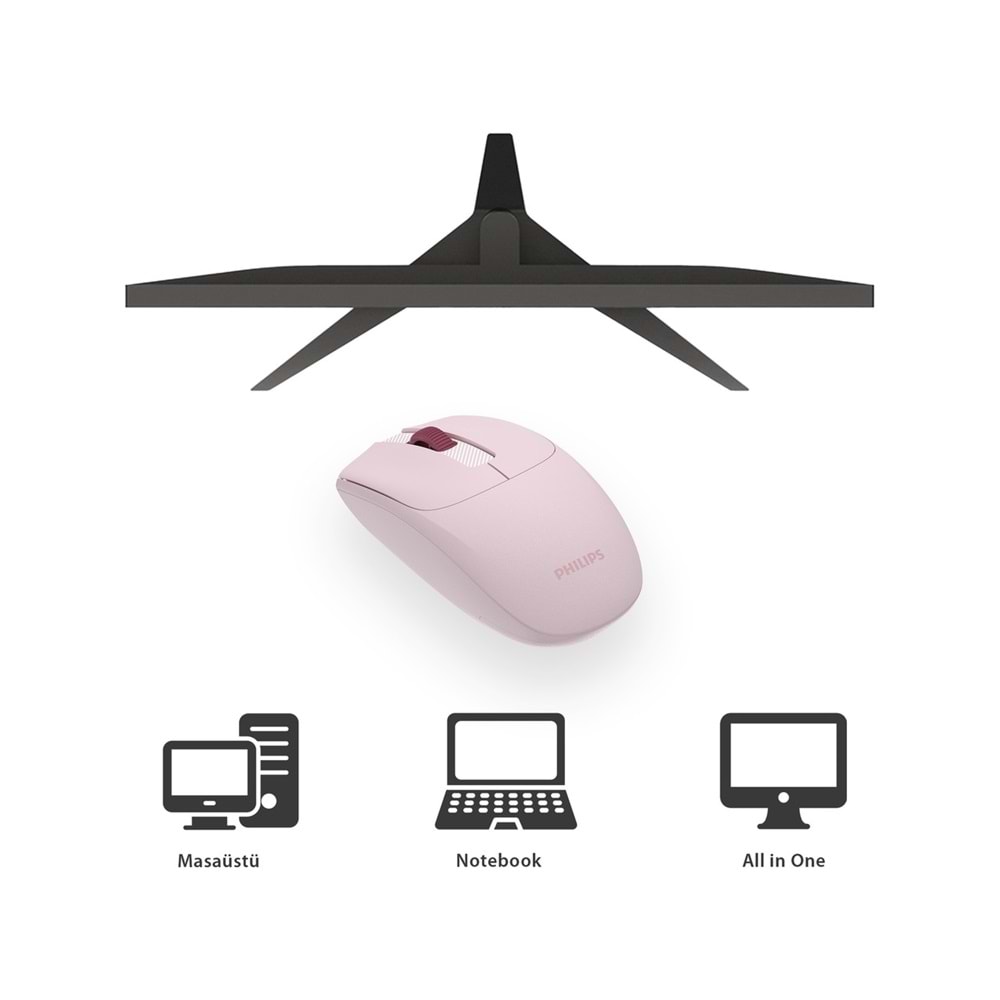 Philips SPK7398 Pembe Sessiz Optik Kablosuz Mouse