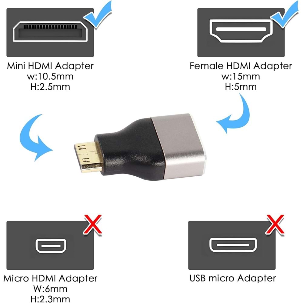 Taplin TK-158 8K HDMI Dişi - Mini HDMI Erkek Çevirici Adaptör