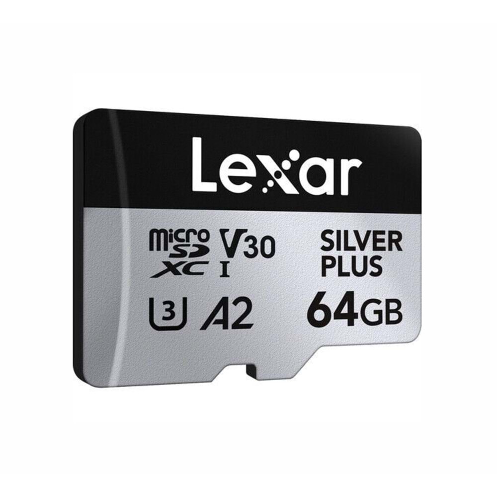 Lexar 64 GB Professional Silver Plus LMSSIPL064G Class 10 UHS-I U3 A2 V30 Micro SD Kart