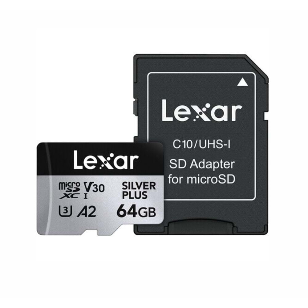 Lexar 64 GB Professional Silver Plus LMSSIPL064G Class 10 UHS-I U3 A2 V30 Micro SD Kart
