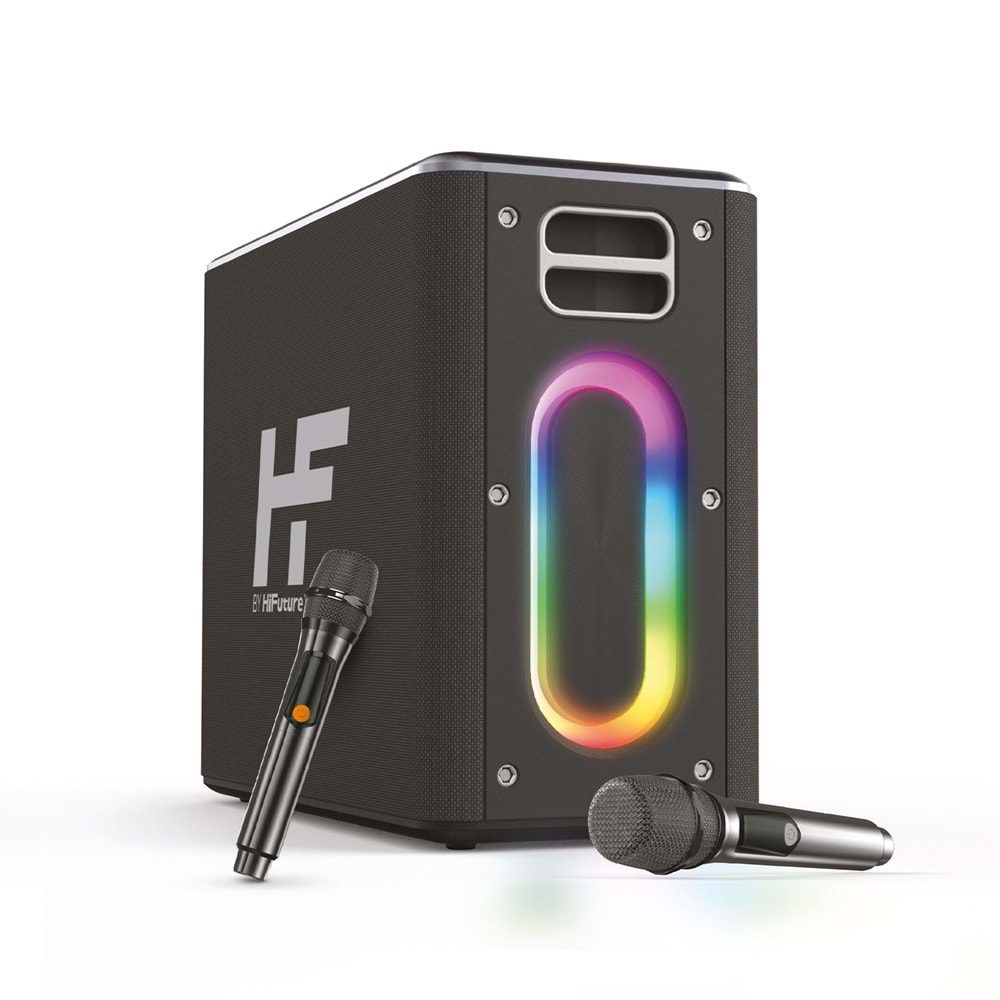 HiFuture MUSİCBOX Bluetooth 100W TWS Çift Mikrofonlu Taşınabilir Karaoke Sistemi Kablosuz Hoparlör Siyah