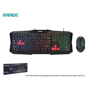 EVEREST KMX-88 USB ZEMİN AYDINLATMALI Q M.M OYUNCU KLAVYE MOUSE SET