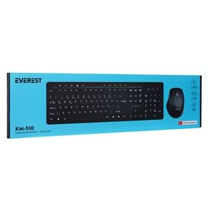 Everest KM-510 Siyah Kablosuz Q Multimedia Klavye + Mouse Set