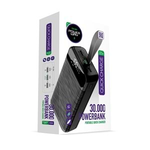 Powerway QC30 30000 Amper Pd 22.5W Powerbank Pil Şarj Cihazı Siyah