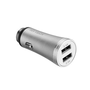 Hytech HY-X62 Micro USB Kablolu 3.4A Hızlı Şarj 2 USB Gümüş Metal Araç Şarj Cihazı