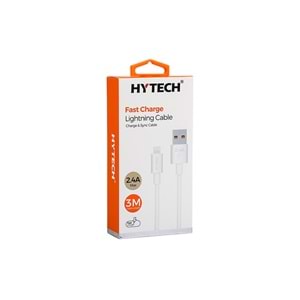 Hytech HY-X99 3mt 2.4A Usb to Lightning Beyaz Data + Sarj Kablosu