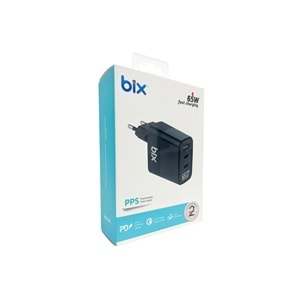 Bix BX-65GD 65W GaN PD Led Göstergeli 2*Type-C & 1*USB-A Girişli Gelişmiş Şarj Teknolojili Şarj Cihazı