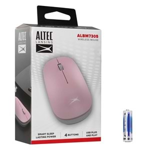 Altec Lansing ALBM7305 Pembe/Beyaz 2.4GHz USB 1600DPI Alkalin Pilli Kablosuz Mouse