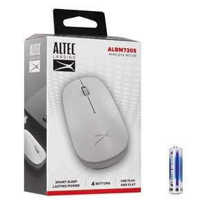 Altec Lansing ALBM7305 Pembe/Beyaz 2.4GHz USB 1600DPI Alkalin Pilli Kablosuz Mouse