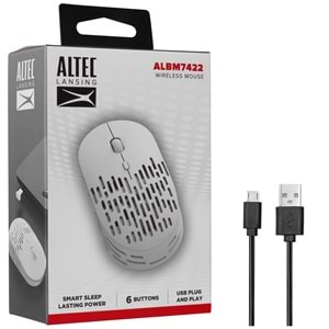 Altec Lansing ALBM7422 2.4GHz Şarj Edilebilir Tek Renkli 1600DPI Optik Kablosuz Mouse