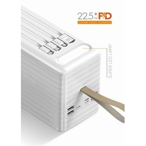 Powerway TRAFO120 120.000 Mah PD 22.5W Hızlı Şarj Dahili Kablolu Gerçek 120.000 Mah Trafo Siyah Powerbank