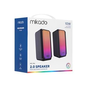 Mikado MD-356 2,0 5Wx2CH RGB Ledli Siyah USB Multimedia Oyuncu Speaker