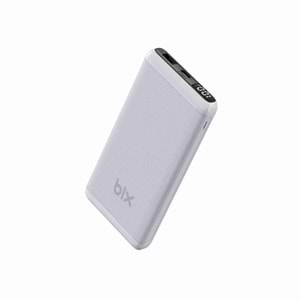 Bix BXPB107 10000mAh 20W PD Type-C ve USB-A SCP 22.5W QC 3.0 18W Çift Çıkışlı LED Ekranlı Beyaz Powerbank