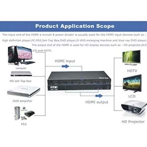 Rose HDTV-108 8 Port HDMI 4K*2K Splıtter 1,4 1080İ 1080P 3D