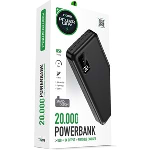 Powerway TX209 20.000 Mah Kablolu Dijital Göstergeli Powerbank Pil Şarj Cihazı