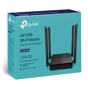 Tp-Link Archer C64 AC1200 Mbps Kablosuz MU-MIMO WiFi Router, 4 Gigabit LAN Bağlantı Noktası, Beamforming